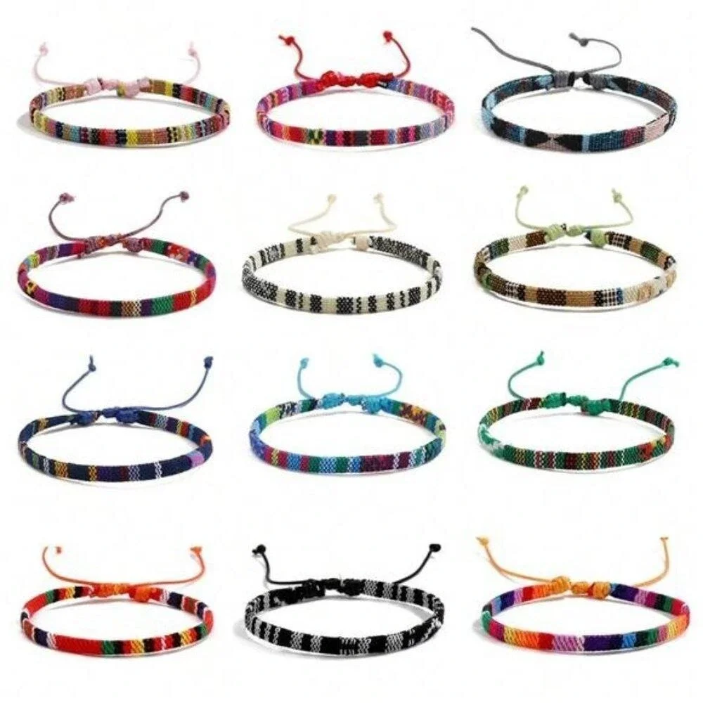 12pcs Boho Surfer Beach Bracelet Set‎ Men & Women Braided Boho Summer Bracelets